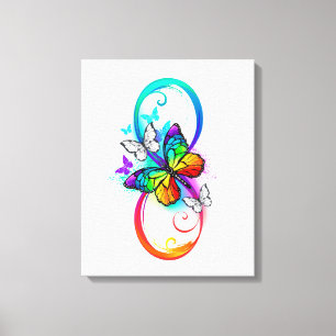 Heldere oneindigheid met regenboogvlinder canvas afdruk