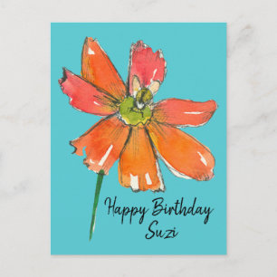 Heldere Oranje Daisy Flower Happy Birthday Briefkaart