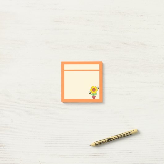 Heldere Oranje en gele zonnebloem Post-it® Notes (Op bureau)