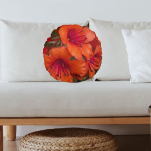 Heldere Oranje Rhododendron Blooms Bloemen Rond Kussen