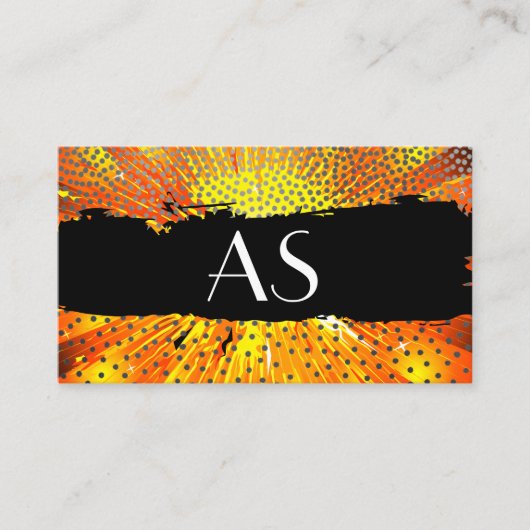 Heldere Oranje rood | puntpatroon | Monogram Visitekaartje (Voorkant)