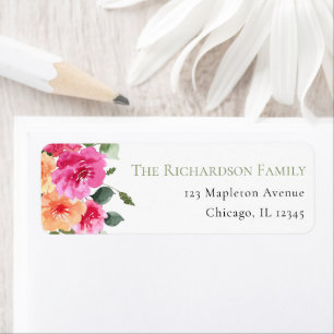 Heldere oranje roze pinda's bloemen zomer etiket