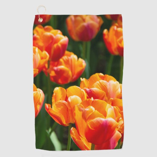 Heldere oranje tulpen in het park golfhanddoek (Voorkant)