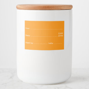 Heldere Oranje voedseletiketten voor thuis en keuk Voedselcontainer Etiket