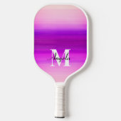 Heldere paarse en roze zonsondergangkleuren monogr pickleball paddle (Achterkant)