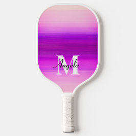 Heldere paarse en roze zonsondergangkleuren monogr pickleball paddle