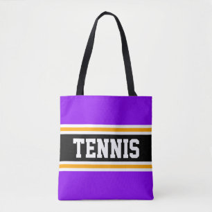 Heldere Paarse Zwart Geel Tennis Racing Stripes Draagtas