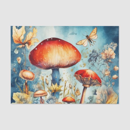Heldere  paddenstoel retro geïnspireerd tissuepapier (Voorkant)