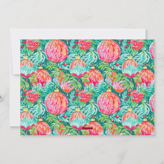 Heldere Palm Beach Kerstversieringen Foto Feestdagenkaart (Achterkant)