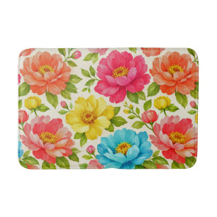Heldere Pastel Waterverf Pioen Tuin Patroon Badmat