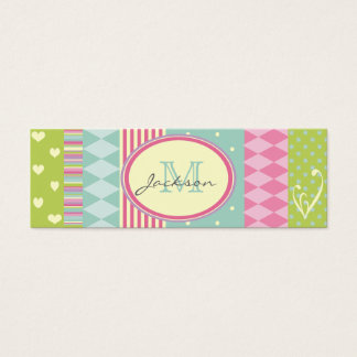 Heldere patchwork-stijl met meerdere patronen mini visitekaartjes