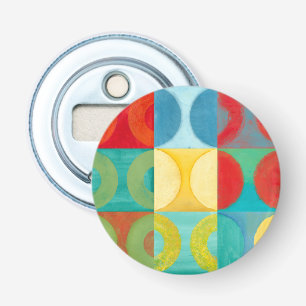Heldere Pop met cirkels en vierkantjes Button Flesopener