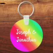 Heldere Rainbow Ombre Kleur Verloop Aangepaste nam Sleutelhanger (Voorkant)