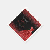 Heldere Red Dress Faux Glitter Sweet 16 verjaardag Servet (Hoek)