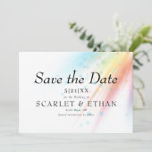 Heldere Regenboog Bubble Licht LGBTQ Bruiloft Save The Date (Staand voorkant)