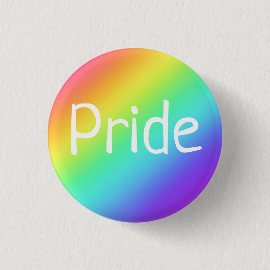 Heldere regenboog en witte PRIDE Pin-on Button (Voorkant)