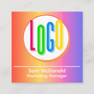 HELDERE REGENBOOG KLEUREN EIGEN LOGO BRANDED PROMO VIERKANTE VISITEKAARTJE
