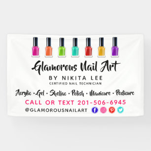 Heldere regenboog Nail Poolse kunst Tech Salon Aan Spandoek