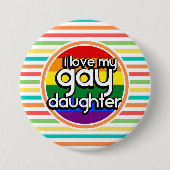 Heldere regenboog strepen, gay dochter ronde button 7,6 cm (Voorkant)