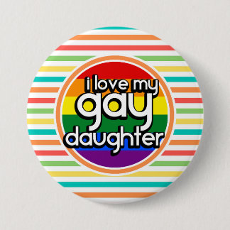 Heldere regenboog strepen, gay dochter ronde button 7,6 cm