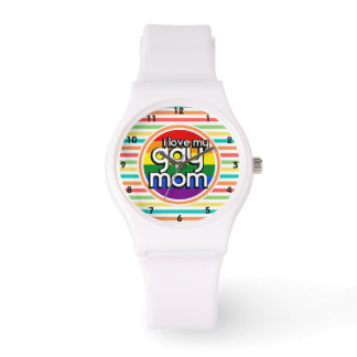 Heldere regenboog strepen, Gay Mom Horloge