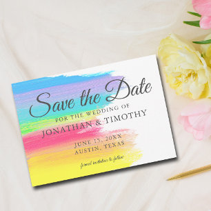Heldere regenboog vrolijk modern save the date