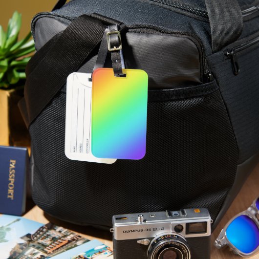 Heldere regenbooggradiënt bagagelabel (Voorkant & Achterkant)