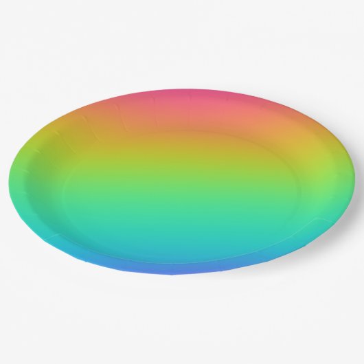 Heldere regenbooggradiënt bruiloft papieren bordje (Gekanteld)