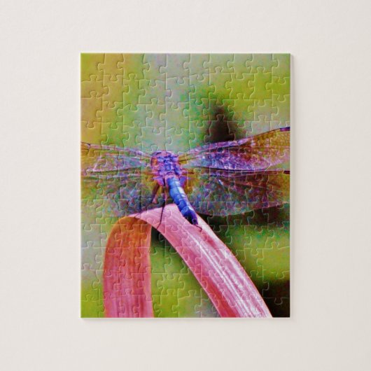 Heldere regenboogroze dragonvlieg legpuzzel (Verticaal)