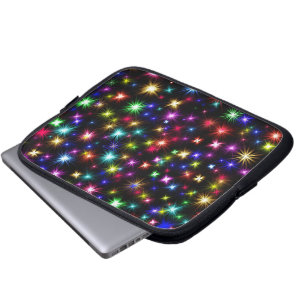 Heldere regenboogsparken, sterren en vuurwerk laptop sleeve