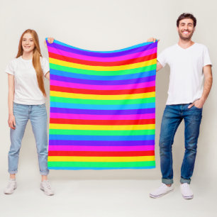 Heldere regenboogstripe fleece deken