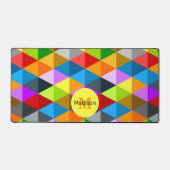 Heldere retro kleurrijke driehoeken patroon Monogr Bureaumat (Voorkant)