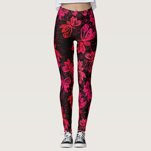 Heldere rode botervliegen leggings (Voorkant)