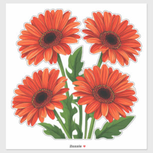 Heldere rode gerbera madeliefjesboeket sticker