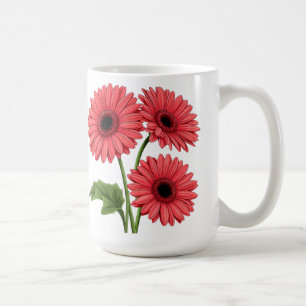 Heldere rode gerbera-tuil koffiemok