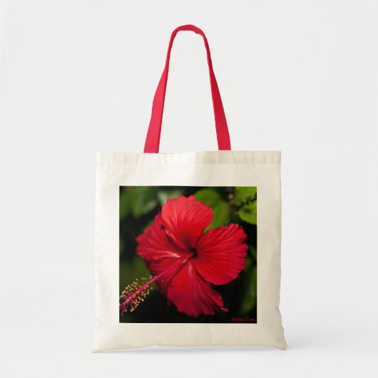 Heldere Rode Hibiscus Tote Bag (Voorkant)