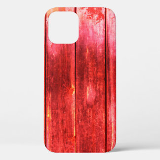 Heldere, rode houten wandstructuur. Houttextuur w iPhone 12 Hoesje