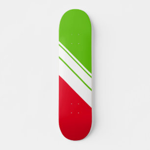Heldere rode lime groene helling witte race strepe skateboard