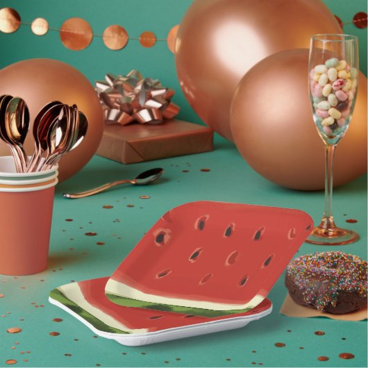 Heldere Rode Waterverf Watermeloen Papier Bord (Multi)