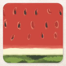 Heldere Rode Waterverf Watermeloen Papier Onderzet Vierkante Kartonnen Onderzetter