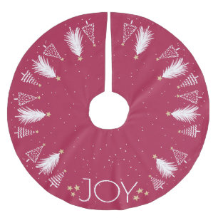 Heldere Rode & Witte Kerstboom met Sterren, VREUGD Kerstboom Rok