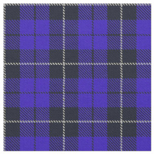 Heldere royal blue cobalt palid white/black stripe stof