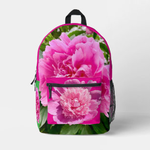 Heldere roze bloem rugzak. bedrukte rugzak