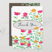 Heldere roze bloemen Dank je kaarten (Voorkant / Achterkant)