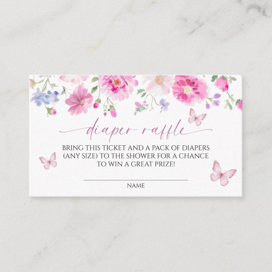 Heldere Roze Bloemen Luier Raffle Informatiekaartje (Voorkant)