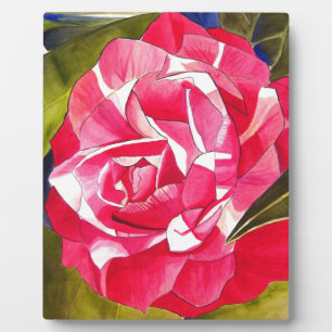 Heldere roze Camellia waterverf kunstbloem Fotoplaat