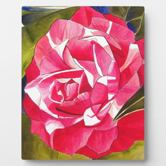 Heldere roze Camellia waterverf kunstbloem Fotoplaat (Voorkant)
