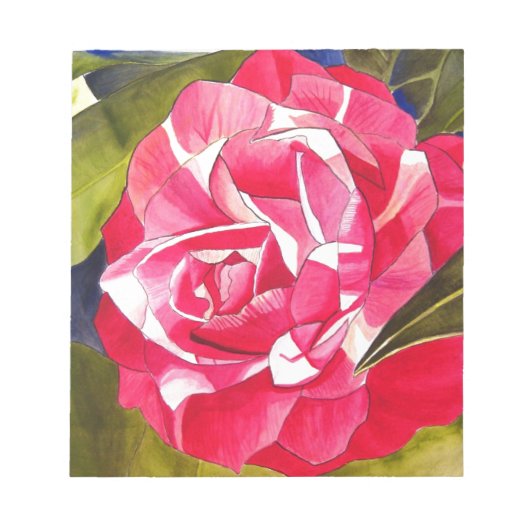 Heldere roze Camellia waterverf kunstbloem Notitieblok (Voorkant)