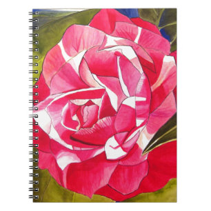 Heldere roze Camellia waterverf kunstbloem Notitieboek