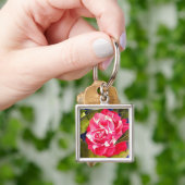 Heldere roze Camellia waterverf kunstbloem Sleutelhanger (Hand)